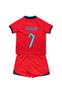 Englanti Jack Grealish #7 Jalkapallovaatteet Lasten Vieraspeliasu MM-kisat 2022 Lyhythihainen (+ Lyhyet housut)